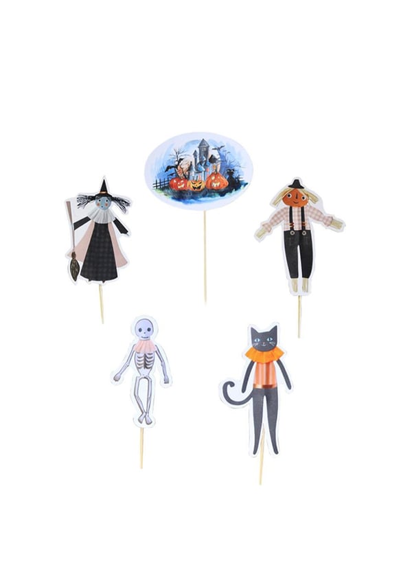 Halloween Temalı Kürdan Figürlü Cadılar Bayramı Cupcake Kürdanı 5'li