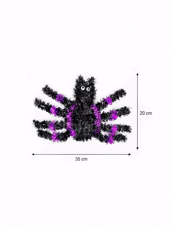 Cadılar Bayramı Asılabilir Örümcek Süs – Halloween Parti Dekoru Siyah Mor 35x20 cm - Örümcekler ve Dekor Örtüleri | Parti Adresi