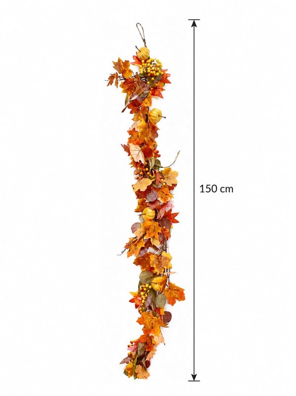 Cadılar Bayramı Dekoratif Balkabaklı Garland – Sonbahar ve Halloween Dekoru 150 cm - Halloween Kapı Süsü & Dekoratif Süsler | Parti Adresi