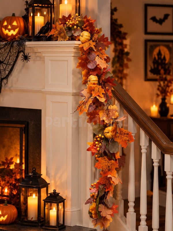 Cadılar Bayramı Dekoratif Balkabaklı Garland – Sonbahar ve Halloween Dekoru 150 cm - Halloween Kapı Süsü & Dekoratif Süsler | Parti Adresi