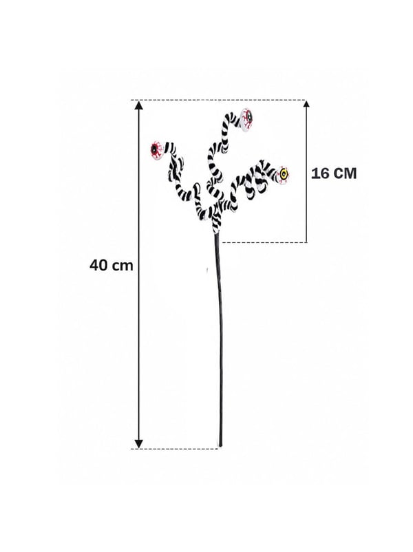 Cadılar Bayramı Göz Figürlü Dekor Dalı – Spiral Masa ve Vazo Süsü Beyaz 40 cm - Halloween Kapı Süsü & Dekoratif Süsler | Parti Adresi