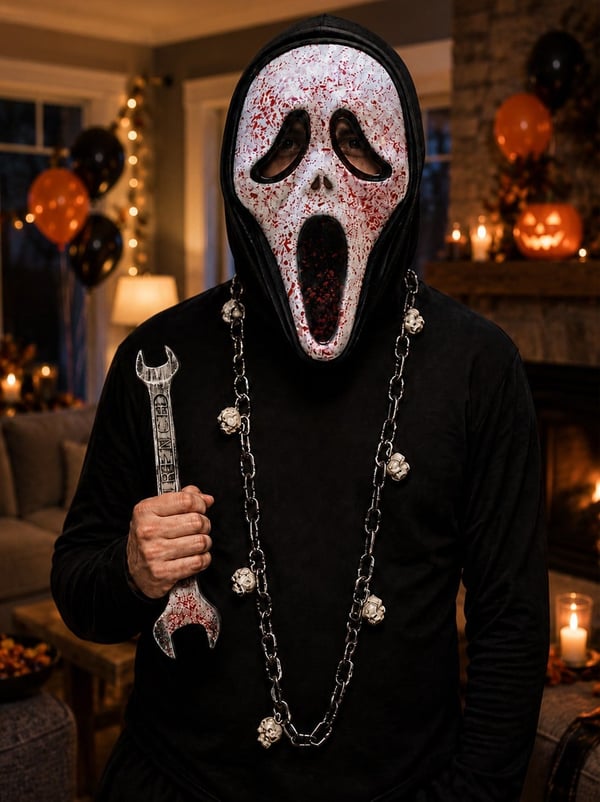 Cadılar Bayramı Korku Seti  – Çığlık Maske Zincir ve Dekor Anahtar 3'lü Parti Seti - Halloween Setler ve Folyo Balon | Parti Adresi