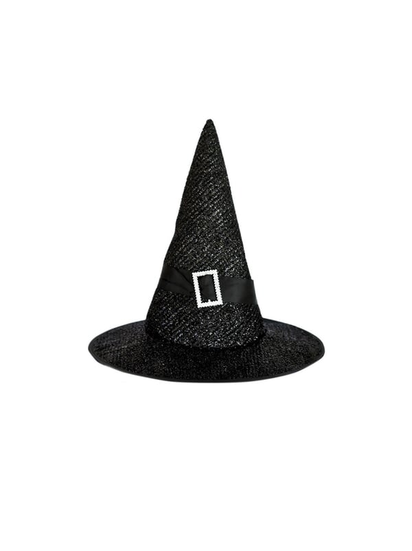 Cadılar Bayramı Simli Cadı Şapkası Halloween Parti Kostüm Aksesuarı Siyah  - Cadı Şapkası ve Taçları | Parti Adresi