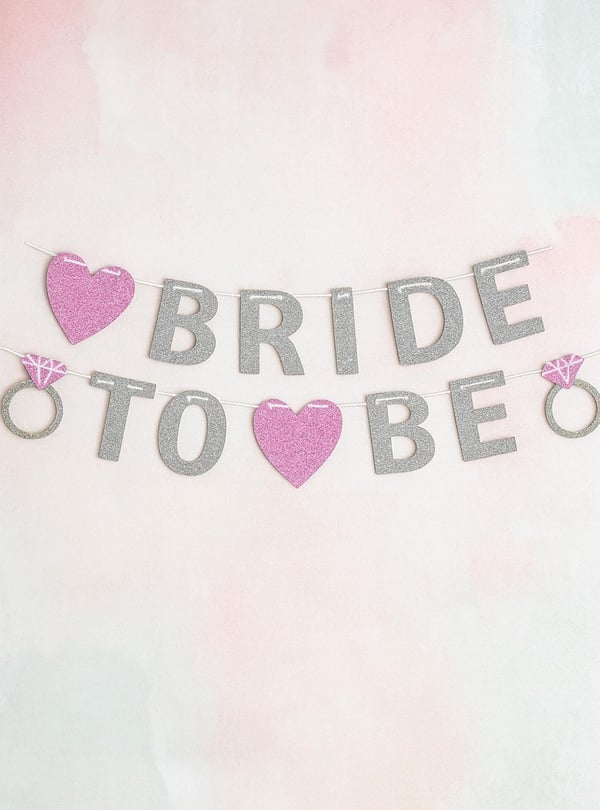 Bride To Be Kalpli Gümüş Pembe Yazı Banner 