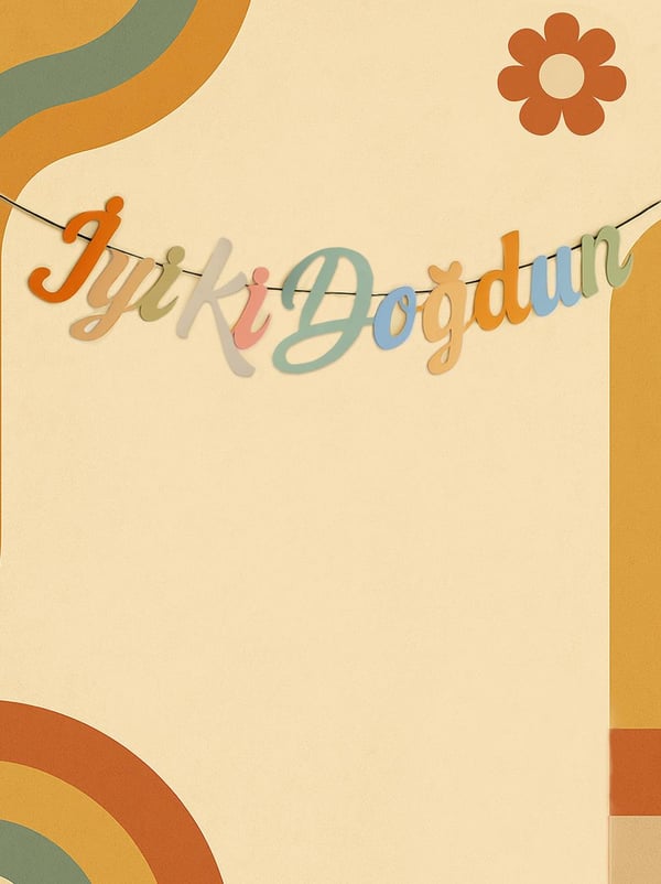 Retro Temalı İyi Ki Doğdun Yazı Banner Doğum Günü Parti Süsü