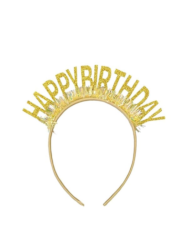 Happy Birthday Yazılı Doğum Günü Taç Parti Kostüm Aksesuarı Gümüş