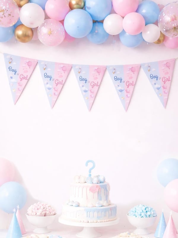 Cinsiyet Belirleme Partisi Süsü – Boy or Girl Üçgen Flama Banner (Mavi & Pembe)  - Cinsiyet Partisi Süsleri | Parti Adresi