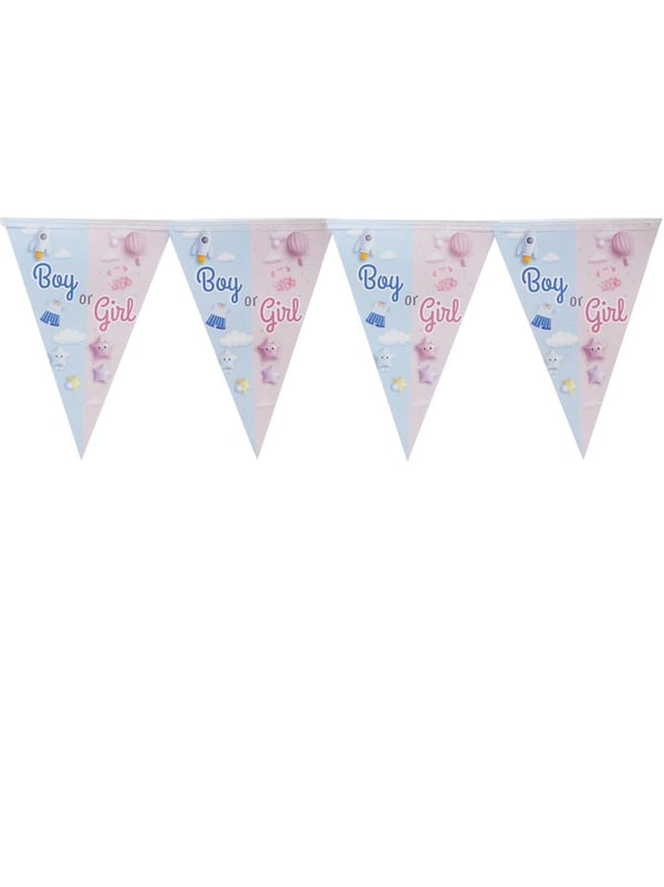 Cinsiyet Belirleme Partisi Süsü – Boy or Girl Üçgen Flama Banner (Mavi & Pembe)  - Cinsiyet Partisi Süsleri | Parti Adresi