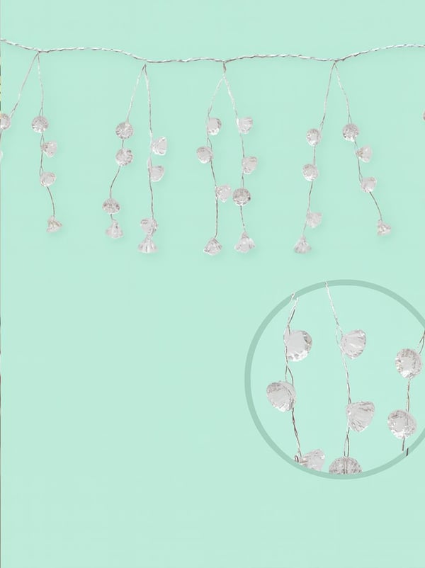 Yılbaşı Dekor Süsleri Lüks Kristal Işıltı Boncuklu Garland 110 cm