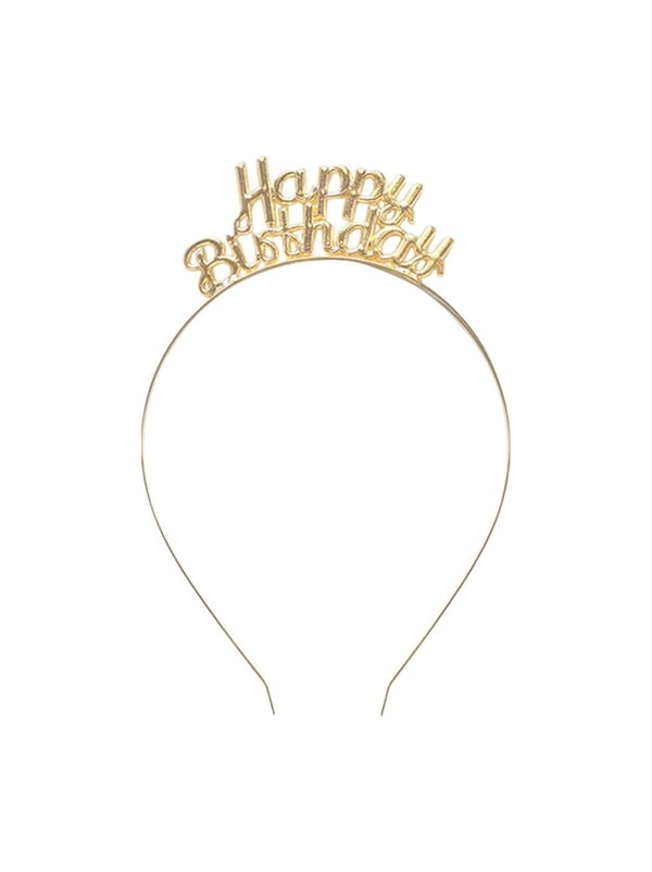 Metal Happy Birthday Taç Doğum Günü Tacı Gold