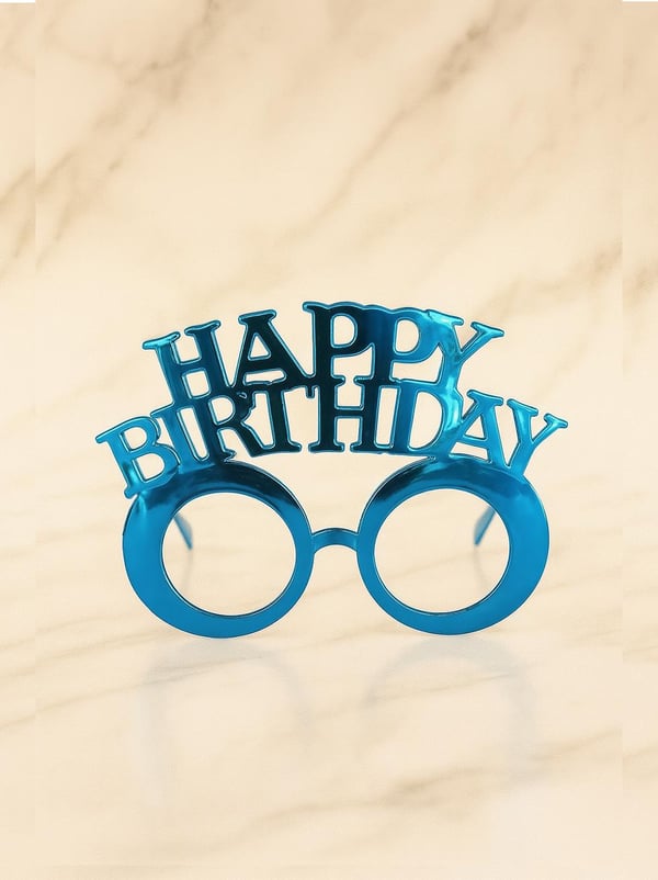 Happy Birthday Yazılı Doğum Günü Partisi Gözlüğü Mavi