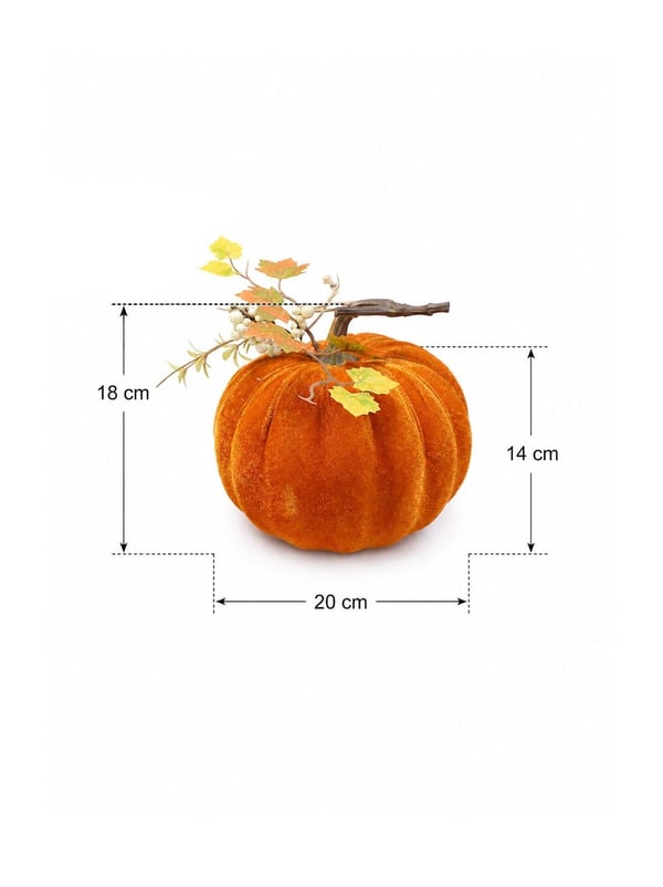 Dekoratif Turuncu Kadife Balkabağı 18 cm – Halloween ve Sonbahar Dekorasyonu    - Balkabakları | Parti Adresi