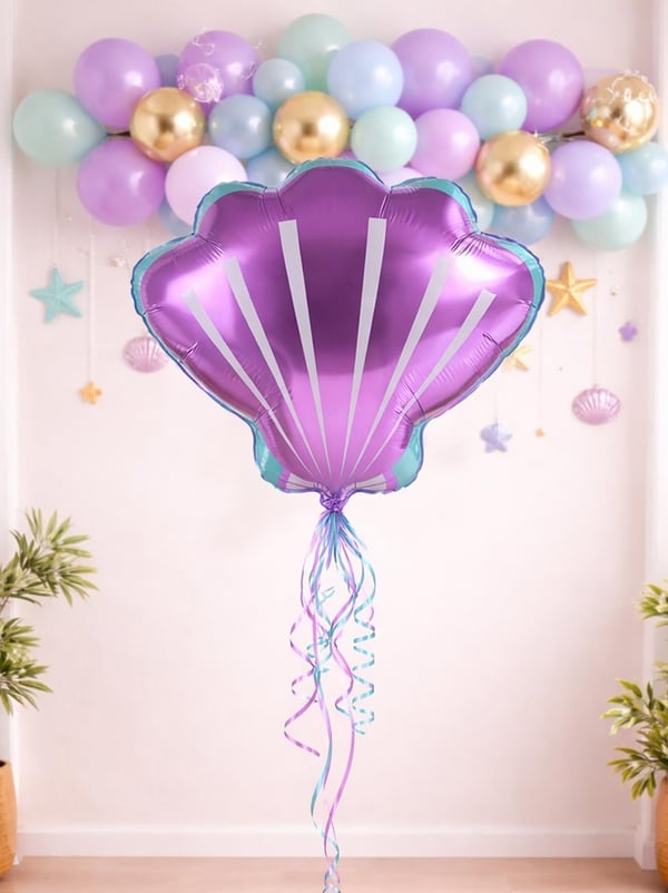 Deniz Kabuğu Folyo Balon Doğum Günü Balonu Parti Balonu Mor 55 cm - Parti Balonu | Parti Adresi