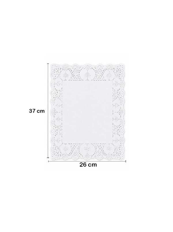Dikdörtgen Beyaz Kağıt Dantel Tepsi Altlığı Tatlı İkramlık Sunum Örtüsü 26x37 cm 100'lü - Servis ve Sunum Ekipmanları | Parti Adresi