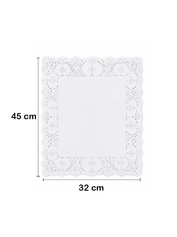 Dikdörtgen Kağıt Dantel Tepsi Kağıdı – Tatlı ve İkram Sunum Altlığı 32x 45 cm 100'lü - Servis ve Sunum Ekipmanları | Parti Adresi