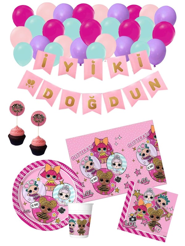 Lol Bebek Konseptli Doğum Günü Seti Kız Çocuk Doğum Günü Balon Seti