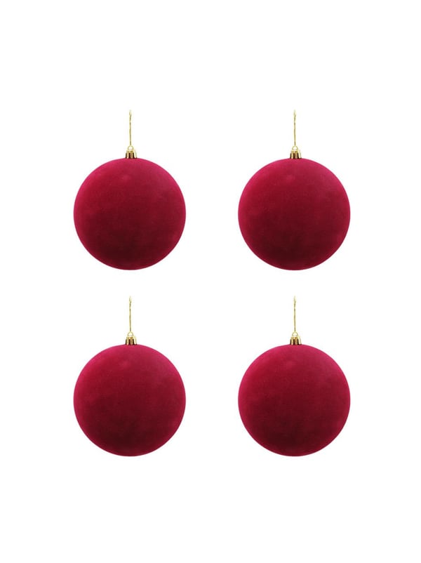 Kadife Yılbaşı Topu – Çam Ağacı Süsü Bordo 8 cm 4'lü