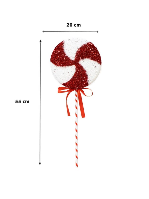 Yılbaşı Ağaç Süsü Dekoratif Simli Lolipop Şeker 55 cm