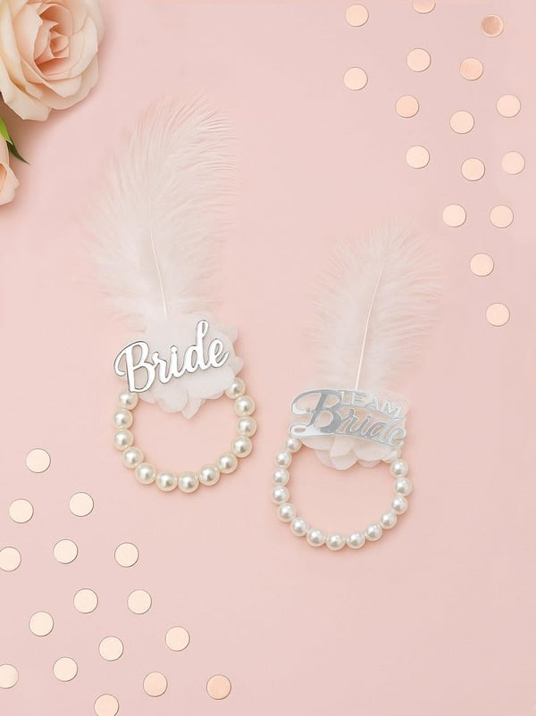 İncili Nedime Bilekliği Bride Bileklik Bekarlığa Veda Partisi Aksesuar Seti Gümüş 10'lu
