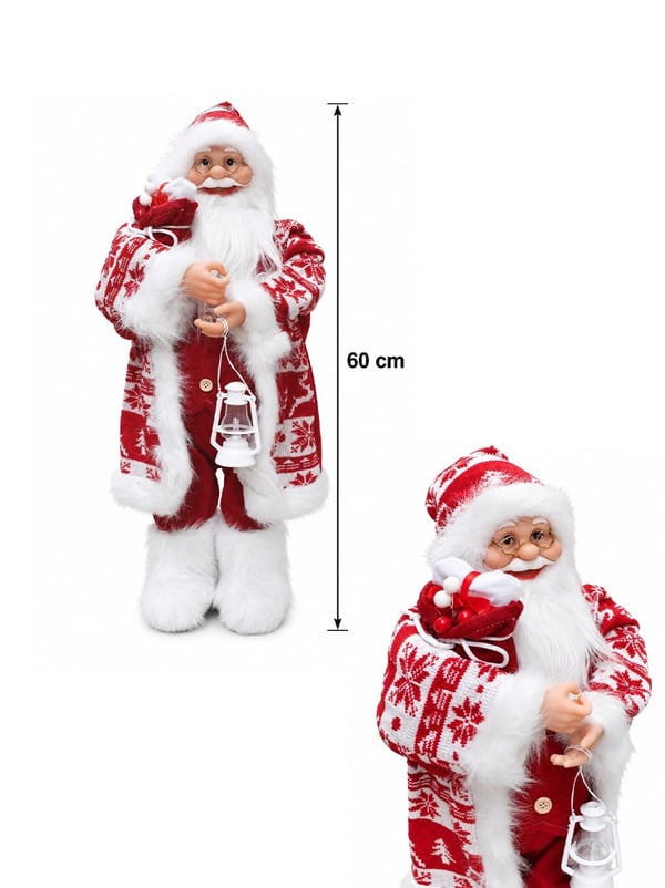 Fenerli Noel Baba Yılbaşı Dekoru 60 cm – Kırmızı Beyaz Dekoratif Yılbaşı Figürü - Noel Baba/Kardan Adam | Parti Adresi