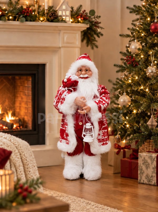 Fenerli Noel Baba Yılbaşı Dekoru 60 cm – Kırmızı Beyaz Dekoratif Yılbaşı Figürü - Noel Baba/Kardan Adam | Parti Adresi