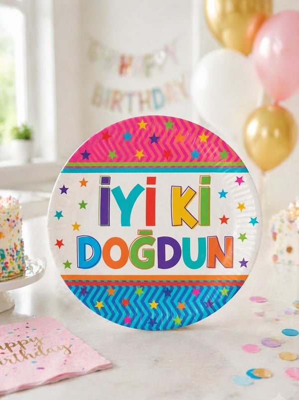 Funstar İyi Ki Doğdun Tabak 23 Cm -  | Parti Adresi