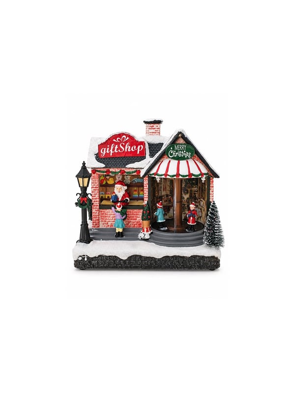Gift Shop Temalı Yılbaşı Dekoru 20x22 cm – Müzikli Hareketli Işıklı Yılbaşı Süsü - Yılbaşı Dekor Süsleri | Parti Adresi