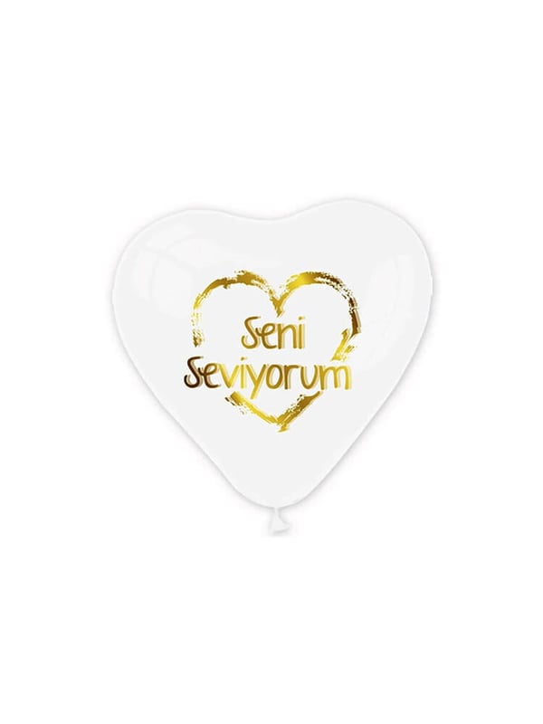 Gold Seni Seviyorum Şeffaf Kalp Balon 100'Lü