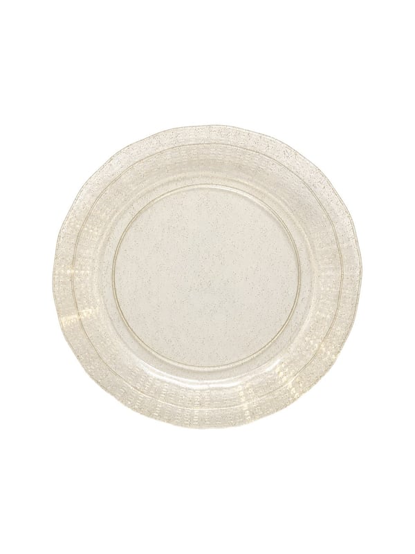 Gold Simli Şeffaf Mika Parti Tabağı – Sert Plastik Sunum Tabağı 26 cm 6'lı - Lüks Plastik Tabaklar | Parti Adresi