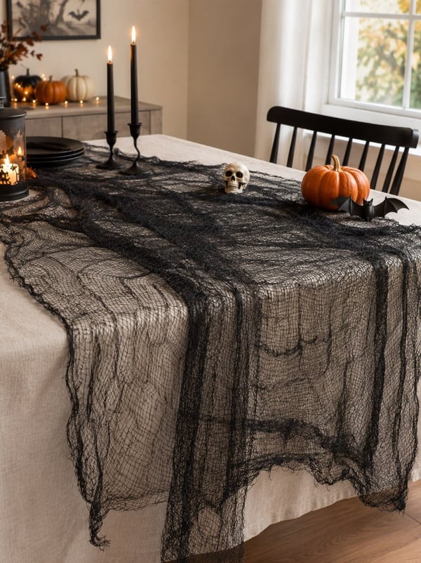 Halloween Cadılar Bayramı Dekorasyonu Siyah File Örtü 76x198 cm Siyah - Cadılar Bayramı | Parti Adresi