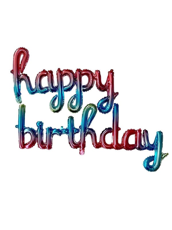 Happy Birthday Folyo Balon Gökkuşağı Renkli El Yazısı Folyo Parti Balonu 