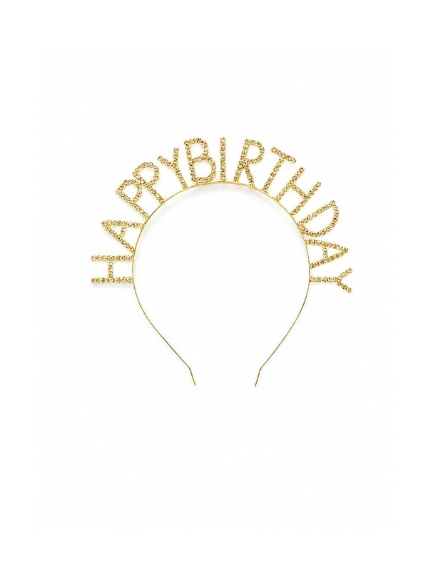 Happy Birthday Işıltılı Taş Detaylı Doğum Günü Parti Tacı Altın - Parti Taçları | Parti Adresi