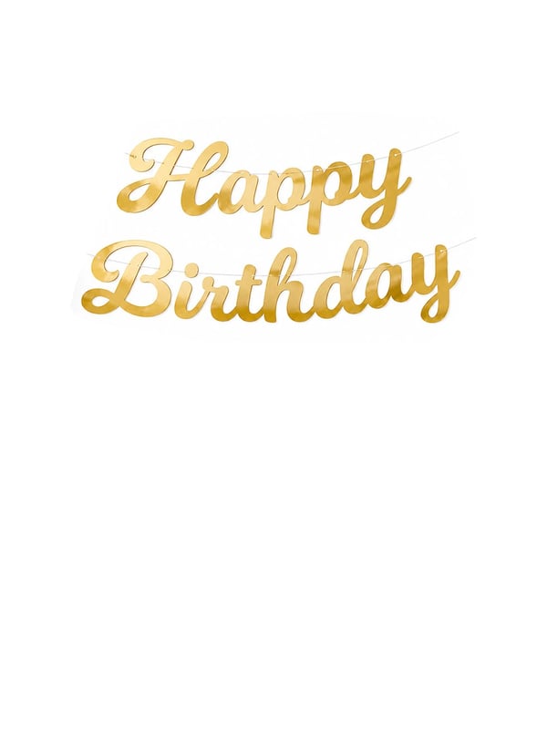 Happy Birthday Kaligrafi Banner Altın - Yazı ve Flamalar | Parti Adresi
