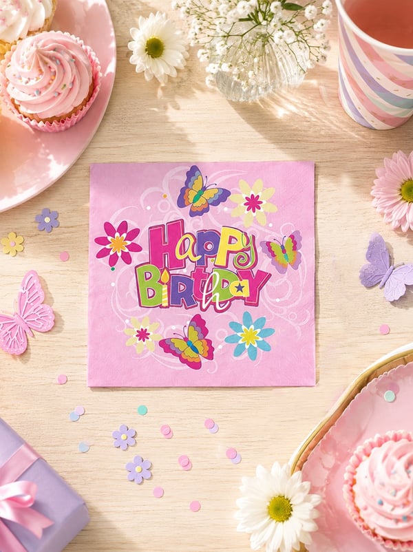 Happy Birthday Peçete Kız Çocuk Doğum Günü Peçetesi 20'li - Peçeteler | Parti Adresi