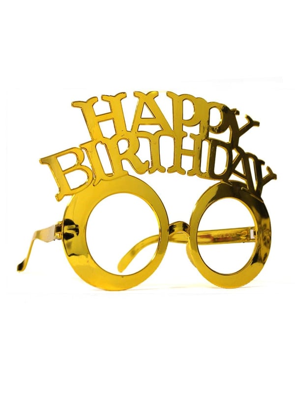 Happy Birthday Yazılı Doğum Günü Partisi Gözlüğü Altın