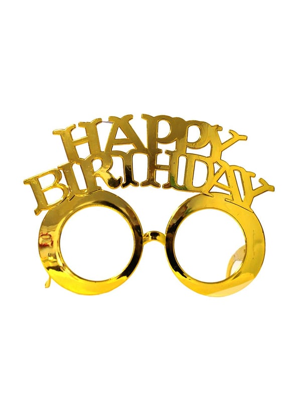 Happy Birthday Yazılı Doğum Günü Partisi Gözlüğü Altın