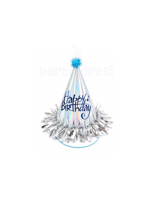 Happy Birthday Yazılı Karton Doğum Günü Şapkası Gümüş - Parti Şapkaları | Parti Adresi