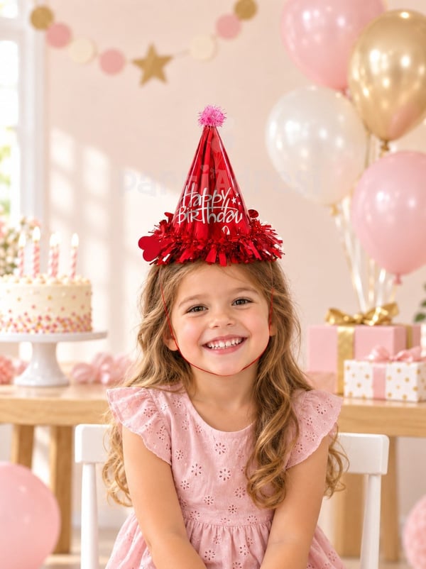Happy Birthday Yazılı Karton Doğum Günü Şapkası Kırmızı - Parti Şapkaları | Parti Adresi