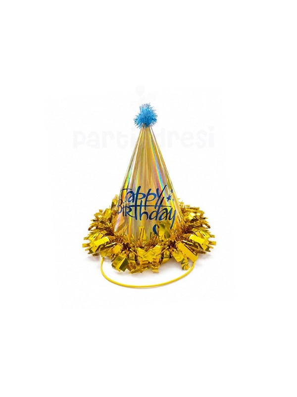 Happy Birthday Yazılı Karton Doğum Günü Şapkası Gold - Parti Şapkaları | Parti Adresi