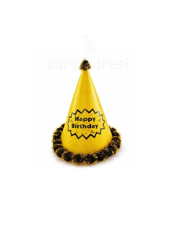 Happy Birthday Yazılı Simli Doğum Günü Parti Şapkası Altın - Parti Şapkaları | Parti Adresi