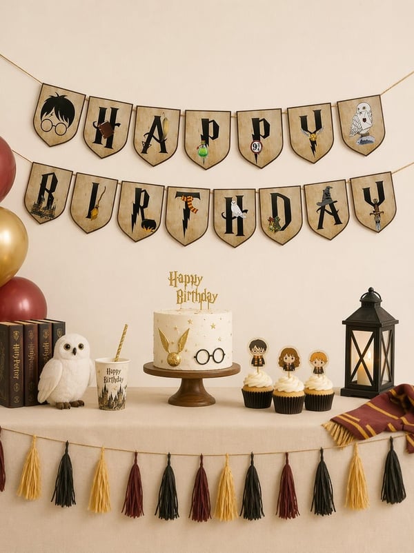 Harry Potter Temalı Happy Birthday Yazı Banner Doğum Günü Parti Süsü - Harry Potter | Parti Adresi
