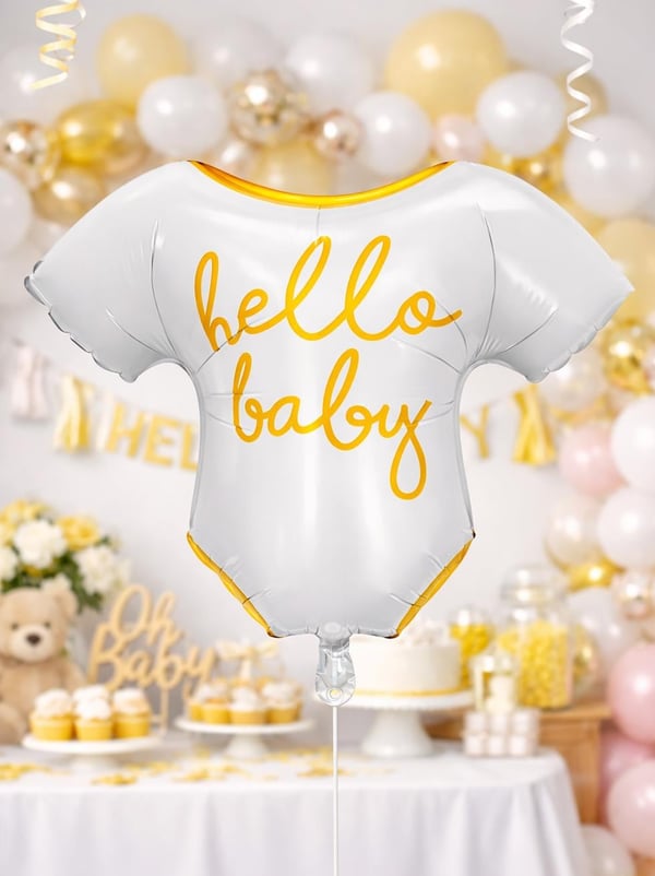 Hello Baby Elbise Folyo Balon Parti Balonu 62x61 cm Krem - Parti Balonu | Parti Adresi