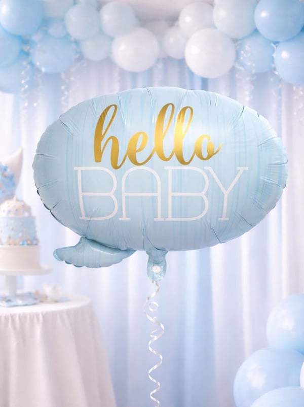 Hello Baby Folyo Balon – Baby Shower Süsü Mavi 60 cm - Parti Balonu | Parti Adresi