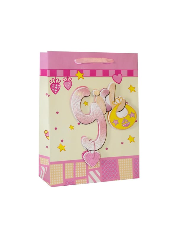 Hoş Geldin Bebek Baby Shower Girl Bebek Karton Hediye Çantası 24x18x8 Cm 
