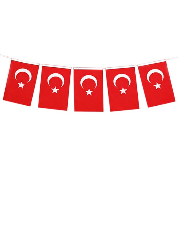 İpli Türk Bayrağı Milli Bayram Kağıt Asılabilir Bayrak 11X19 Cm 50'li - Kağıt Süsler | Parti Adresi