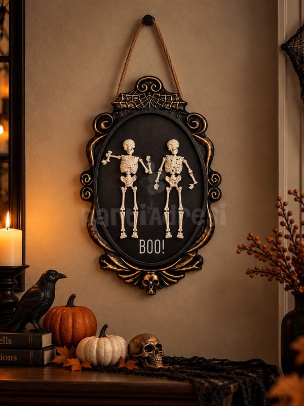 Işıklı İskeletli Halloween Duvar Süsü – BOO Yazılı Cadılar Bayramı Parti Dekoru - İskeletler | Parti Adresi