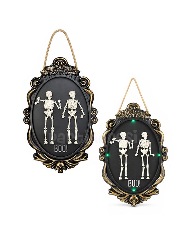 Işıklı İskeletli Halloween Duvar Süsü – BOO Yazılı Cadılar Bayramı Parti Dekoru - İskeletler | Parti Adresi