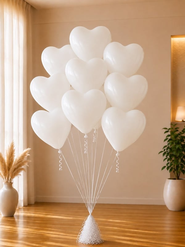 Kalp Balon Beyaz Lateks 25'li - Düz Renk Balon | Parti Adresi