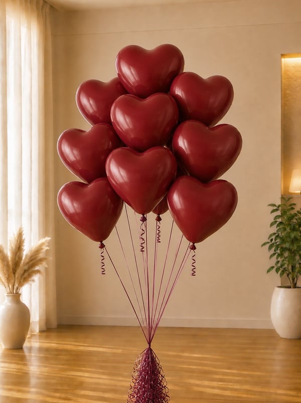 Kalp Balon Koyu Kırmızı Lateks 25'li - Düz Renk Balon | Parti Adresi