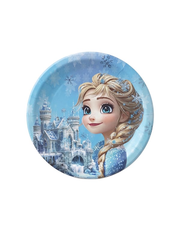 Kar Prensesi Temalı Kağıt Tabak – Doğum Günü Parti Tabağı 8'li - Frozen (Karlar Ülkesi) & Elsa | Parti Adresi